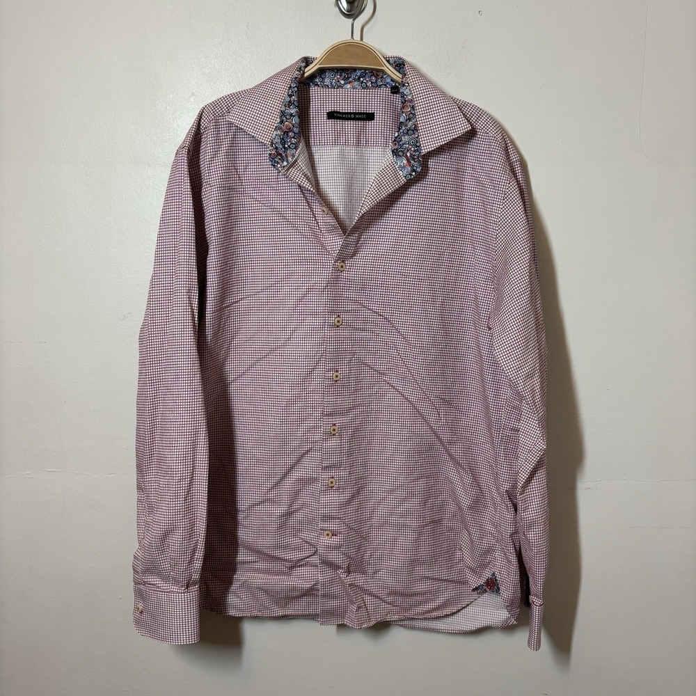 Hammer‎ Made Men's Button Down Long Sleeve Dress Shirt Red Checkered 43/17